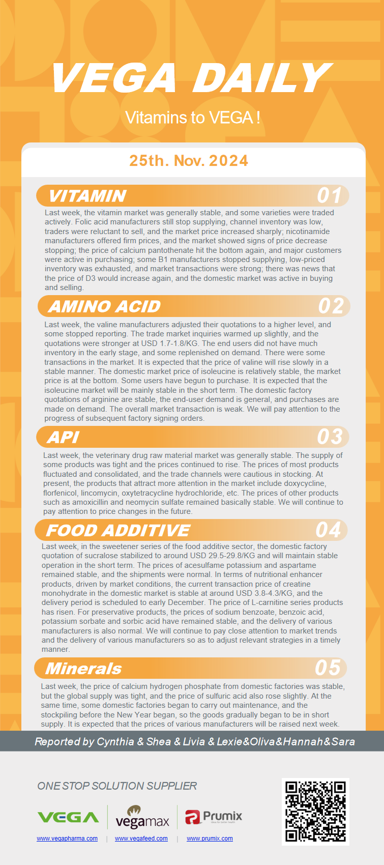 Vega Daily Dated on Nov 25th 2024 Vitamin Amino Acid APl Food Additives.png